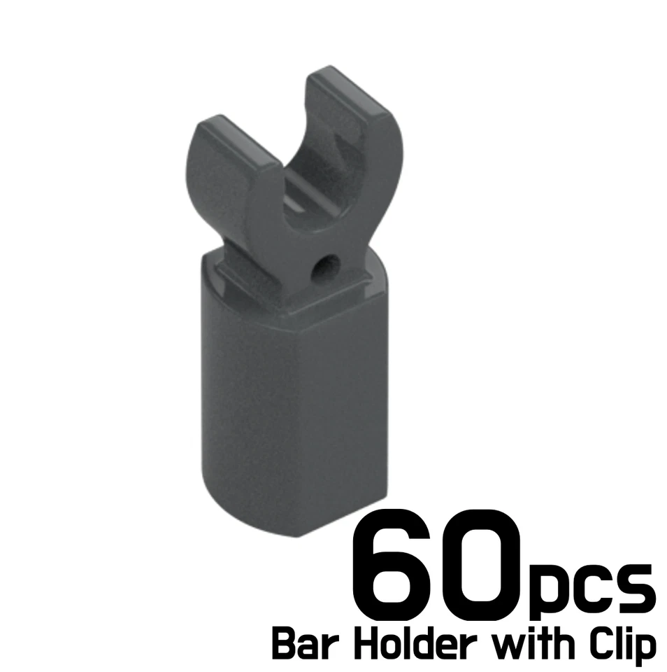 LEGO 60x Bar HOLDER Ø3.2 W/ TUBE Ø3.2 HOLE Dark Stone Grey 6336970 44873 - Image 1 of 1