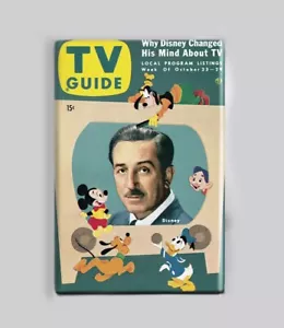 WALT DISNEY / GUÍA DE TELEVISIÓN - 2""x3"" IMÁN DE PÓSTER retro revista vintage años 50 mickey - Imagen 1 de 2