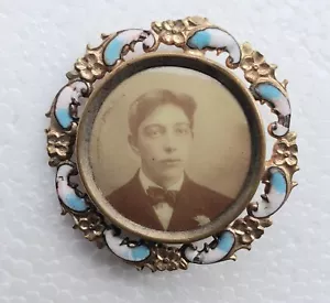 D Vintage antike Brosche Vergissmeinnicht Emaille Bild Anstecknadel unbeschriftet - Bild 1 von 2