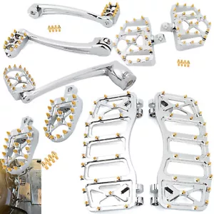 Chrome Foot Pegs Floorboards Brake Arm Shifter Levers For Harley Touring 2014-23 - Picture 1 of 13