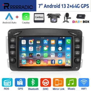 7" DAB+ Radio Android 13 Car Stereo GPS CarPlay For Mercedes Benz CLK Class W209 - Picture 1 of 23