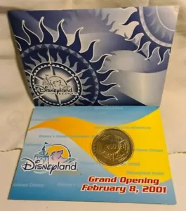 Disneyland Resort Grand Opening Feb 8th 2001 encased coin & Envelope : NEW - Foto 1 di 4