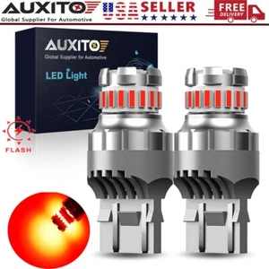 7443 7440 LED Red Strobe Flash Blinking Brake Stop Tail Parking Light Bulbs 2-20 - Picture 1 of 24