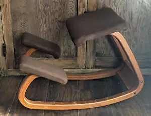 Vtg STOKKE Ergo BALANS VARIABLE Brown Cloth KNEELING CHAIR Peter Opsvik / Norway - Picture 1 of 15
