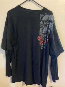 Vintage Y2K Avirex Mens XXL Waffle Thermal Layered Shirt Long Sleeve Skulls - Picture 1 of 9