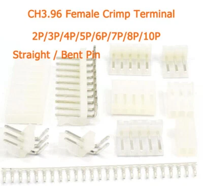 CH3.96 Female Crimp Terminal Straight / Bent Pin Shell Connector 3.96mm 2P-10P - Image 1 of 4