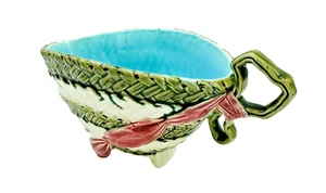 Charming Antique Majolica Ribbons & Flowers Flower Basket Creamer Pitcher - Picture 1 of 7