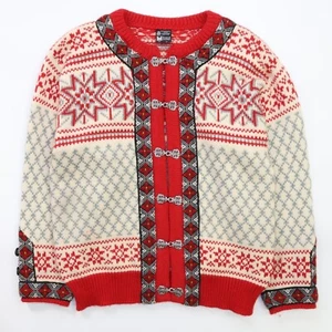 Cárdigan Suéter Tejido Lana Dale Of Norway De Colección Talla Mediana Rojo Fair Isle - Imagen 1 de 3