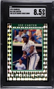 Joe Carter 1992 Donruss The Elite Series #10 3855/10000 SGC 8.5 Blue Jays