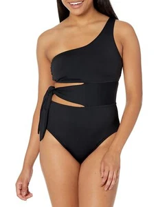 La Blanca Women's Island Goddess One Shoulder Mio One Piece Swimsuit, Black, 6 - Picture 1 of 5