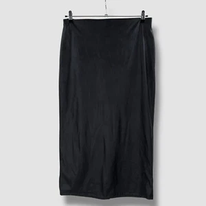 BOOHOO Womens Black Leather Look Split Back Tube Midaxi Skirt SIZE UK-14 NEW - Picture 1 of 5