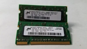 Micron 2GB(2X1GB) PC2-5300 DDR2-667MHz non-ECC Unbuffered CL5 200Pin SoDimm D-RK - Picture 1 of 2