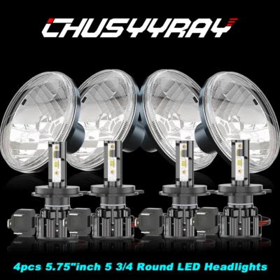 For Dodge Challenger 1970-74 4PCS 5 3/4" 5.75 inch Round LED Headlights High/Low - Изображение 1 из 4