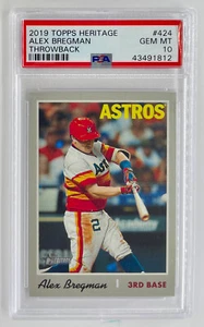 2019 Topps Heritage Alex Bregman PSA 10 GEM Throwback Variation SSP #424 Astros - Bild 1 von 2