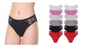 6er Pack Damen Slip Baumwolle Spitze  Hüftslip  Basic Schlüpfer Unterhose - Bild 1 von 2