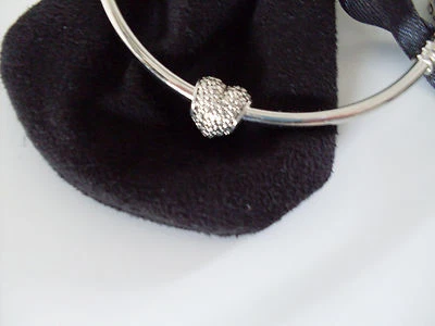 CHARM EUROPEAN BEAD A FORMA DI CUORE ARGENTATO BELLISSIMO NO PANDORA !! - Immagine 1 di 2