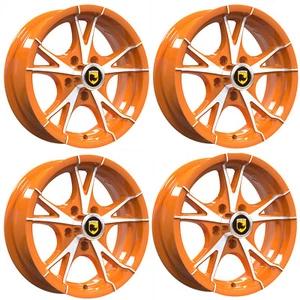 4PCS 15x5 5x4.5 Premium Aluminum Trailer Wheel Orange Machine Only Wheels - Picture 1 of 2