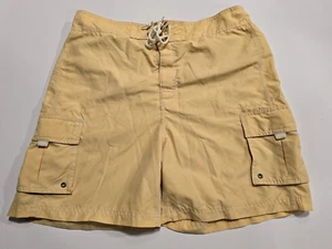 Sand N Sun Mens MED(32/34)Yellow Trunks Shorts Elastic Waist Drawstring-VTG - Picture 1 of 9