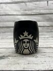 2011 Starbucks Matte Black White Etched Logo Barrel Ceramic Coffee Cup Mug