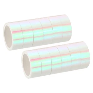 12pcs 15mmx5m Holographic Tape Adhesive Metallic Foil Masking Sticker, White - Picture 1 of 5
