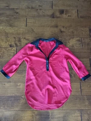 Heart Soul Red Top With Sequin Collar 3/4 Sleeves, Size Small - Image 1 of 4