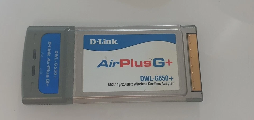 D-Link Wireless Wifi Adapter PCMCIA AirPlus G+ Wifi 54Mbps DWL-G650+ 2.4GHz - Image 1 of 1