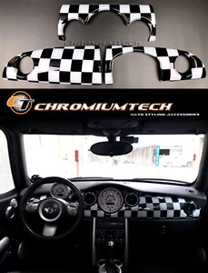 MK1 MINI Cooper/S/ONE JCW R50 R52 R53 Chequered Flag Dashboard Cover for RHD - Picture 1 of 5