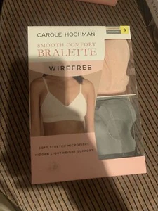 Carole Hochman Wire Free Smooth Comfort Bralette 2pack - Black & Moonlight M - S - Picture 1 of 7