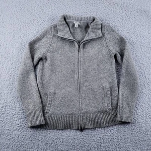 L.L. Bean Sweater Womens Medium Gray Full Zip Lambswool Mock Neck Knit Pockets - Picture 1 of 8