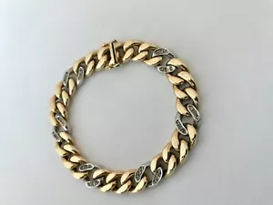 PANZERARMBAND mit 0,42ct.DIAMANTEN 585 / 14 K GOLD 19,5cm FBM - Bild 1 von 6