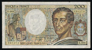 France - 200 Devx Cents Francs Banknote 1991 Banque de France P-155d (XF) - Picture 1 of 2