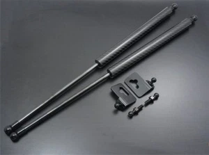 Hood Strut Shock Black Carbon Damper Kit Fit Lancer EVO Evolution 1 2 3 92-95 - Picture 1 of 8
