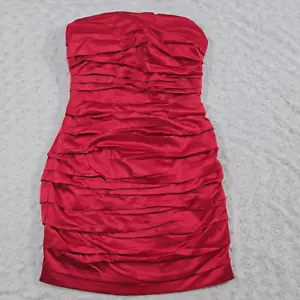 Express Mujer Talla 6 Rojo Acanalado Sin Tirantes Cóctel Noche Vestido Formal - Imagen 1 de 10