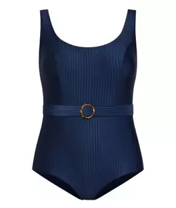 CITY CHIC Bathers Plus Size M /18 One Piece Swimwear Swim Suit Navy Belted - Picture 1 of 24