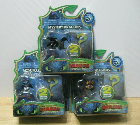 How to Train Your Dragon Hidden World ~ Lot of 3 ~ Mystery Dragon 2 Packs ~ NIP Cover