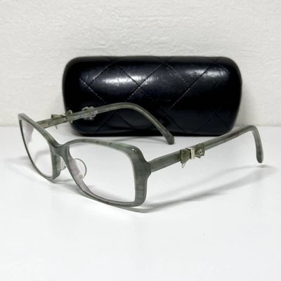 CHANEL 3248 Glasses c.1308 Green Marble 53□16 135 Bow CC Logo with Case - Image 1 of 4