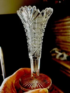 Beautiful Salesman’s Sample MINIATURE Cut Glass ABP Trumpet Vase 6” PERFECT - Picture 1 of 7