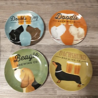 PIER ONE IMPORTS Juego de 4 platos de porcelana para aplicaciones/postre de 6” raza de perro Brewing Co Foto 1 de 4