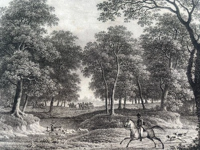 Gravure XIX Chasse Au Cerf Dans La Forêt de Compiègne, Robert & Engelmann - Photo 1/4