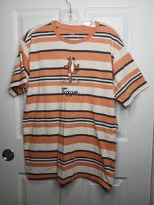 Disney Tigro TShirt Uomo-Donna Grande Riga Ricamata Nero Arancione Beige Nuova senza etichette - Foto 1 di 8