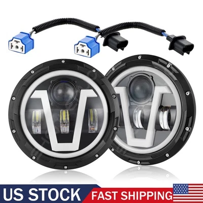 Par de faros LED redondos de 7" para Ford Custom 1949 1950 1951 1952 1953 1954-1957 Foto 1 de 4