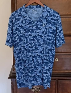 Camisa Polo Peter Millar Mar L Grande Azul Camuflaje Golf Hawaiano Pima Algodón Logo - Imagen 1 de 4