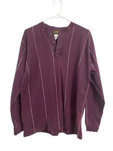 EDDIE BAUER Size L Mens Maroon Long Sleeve Henley Vintage USA - Picture 1 of 8