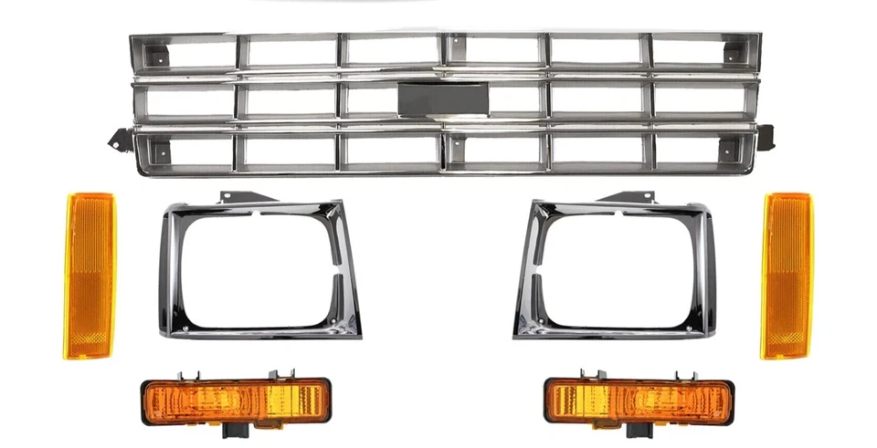 Conjunto de parrilla delantera cromada y faros Bazel 1982-1990 Chevrolet S10 Blazer Foto 1 de 4