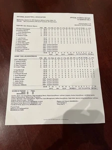 Cooper Flagg NBA Debut Official Scorers Report Mavericks Spurs 10/22/2025 - Picture 1 of 4