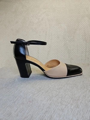 ROBERT CLERGERIE женщин дизайнерский черный и желтовато-коричневый середины каблука туфли Франции размер 7,5 AA новый без коробки - Изображение 1 из 4