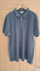 REISS Herren John Mouline Baumwolle Reißverschluss Ausschnitt Poloshirt Größe Large Kurzarm - Bild 1 von 10