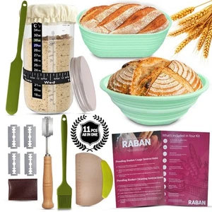 Sourdough Starter Kit,34oz Sourdough jar,Dough Scraper,2 Bread Proofing Baske... - Picture 1 of 7