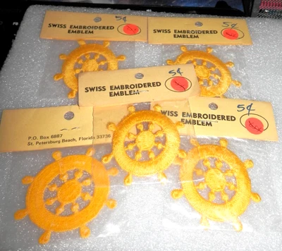 Vintage Ship Wheel Nautical Patch Lot • Emblem Badge Swiss Embroidered 2.25" New - Image 1 of 4