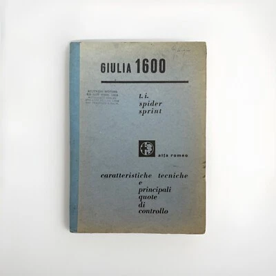 Alfa Romeo Giulia 1600 Spider 1962-1964 OEM Especificaciones Manual de Reparación de Servicio Foto 1 de 4